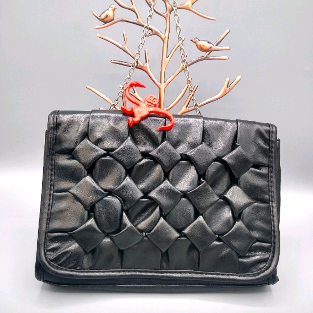Quilted Woven Faux Leather Shoulder Bag Vintage